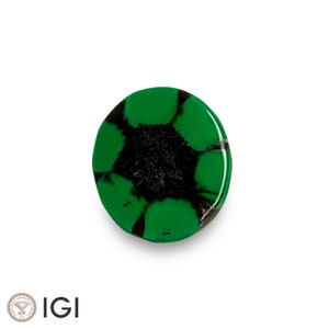 1.63 Ct. Trapiche Emerald - Mined in Colombia - Certified by IGI - Oval, 10.39 x 9.31 x 1.79 mm - Natural - “Grass Green”
