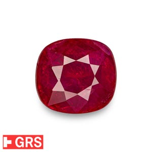 3.22カラット ルビー - モザンビーク産 - GRS認定 - クッションカット、9.09 x 8.40 x 4.28 mm - 天然、非加熱 - 鮮やかなレッド - 「希少価値」