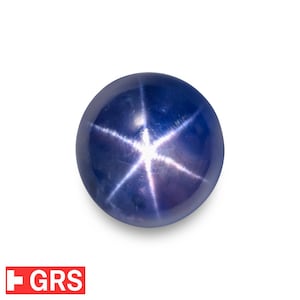 12.07 Ct. Blue Star Sapphire - Mined in Sri Lanka - Certified by GRS - Oval, 10.85 x 10.43 x 9.19 mm - Natural, Untreated - Sharp 6-Ray Star