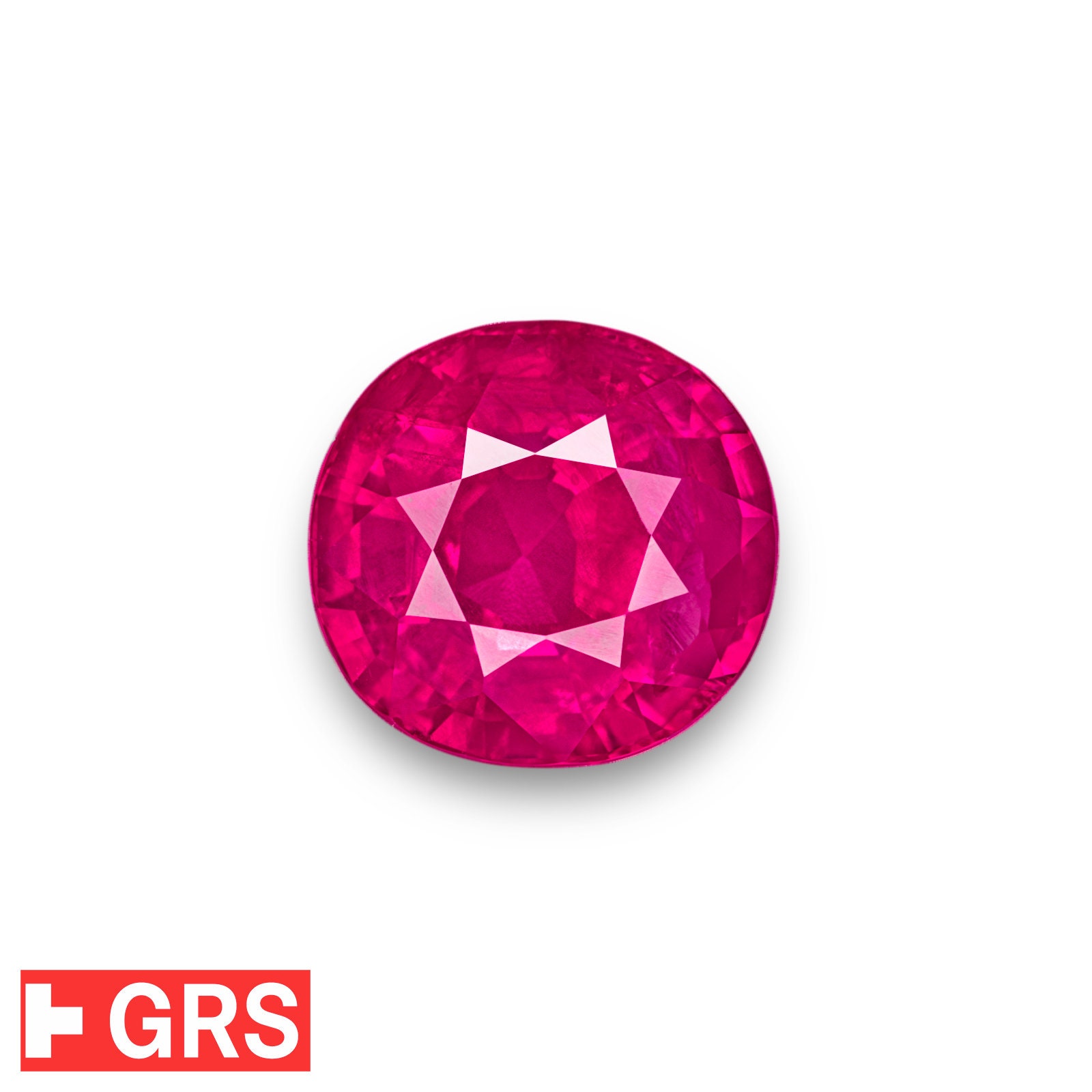 3.65 Ct. Ruby - Mined in Burma - Certified by GRS - Oval, 9.22 x 8.75 x 5.49 mm - Natural, Untreated - Pinkish Red - "Collector Grade"
