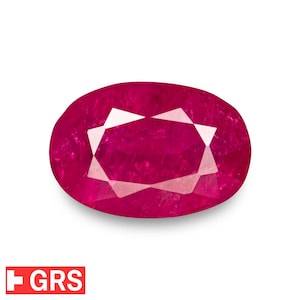 5.99 Ct. Ruby - Mined in Burma - Certified by GRS & IGI - Oval, 11.66 x 7.87 x 6.41 mm - Natural, Unheated - Vivid Pinkish Red - "Rare Find"