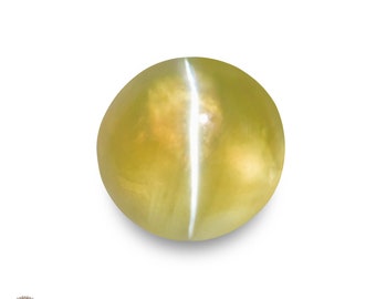 1.90 Ct. Chrysoberyl Cat&#39;s Eye - Mined in Sri Lanka - Certified by IGI - Round, 7.02 x 6.88 x 4.13 mm - Natural, Untreated - Greenish Yellow