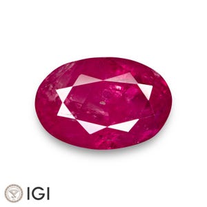 7.31 Ct. Ruby - Mined in Burma - Certified by IGI - Oval, 13.14 x 8.93 x 6.83 mm - Natural, Untreated