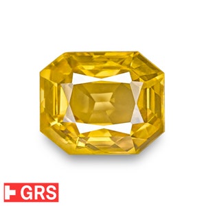 6.46 Ct. Yellow Sapphire - Mined in Sri Lanka - Certified by GRS - Octagon, 10.49 x 8.68 x 6.62 mm - Natural, Untreated - &quot;Canary Yellow&quot;