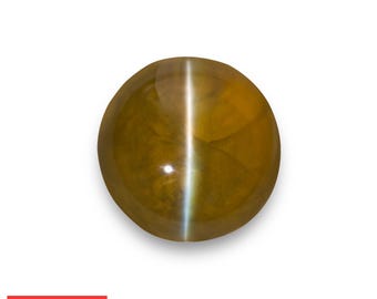 8.26 Ct. Chrysoberyl Cat&#39;s Eye - Mined in Sri Lanka - Certified by GRS & IGI - Round, 10.29 x 10.20 x 7.90 mm - Natural, Untreated - &quot;Honey&quot;