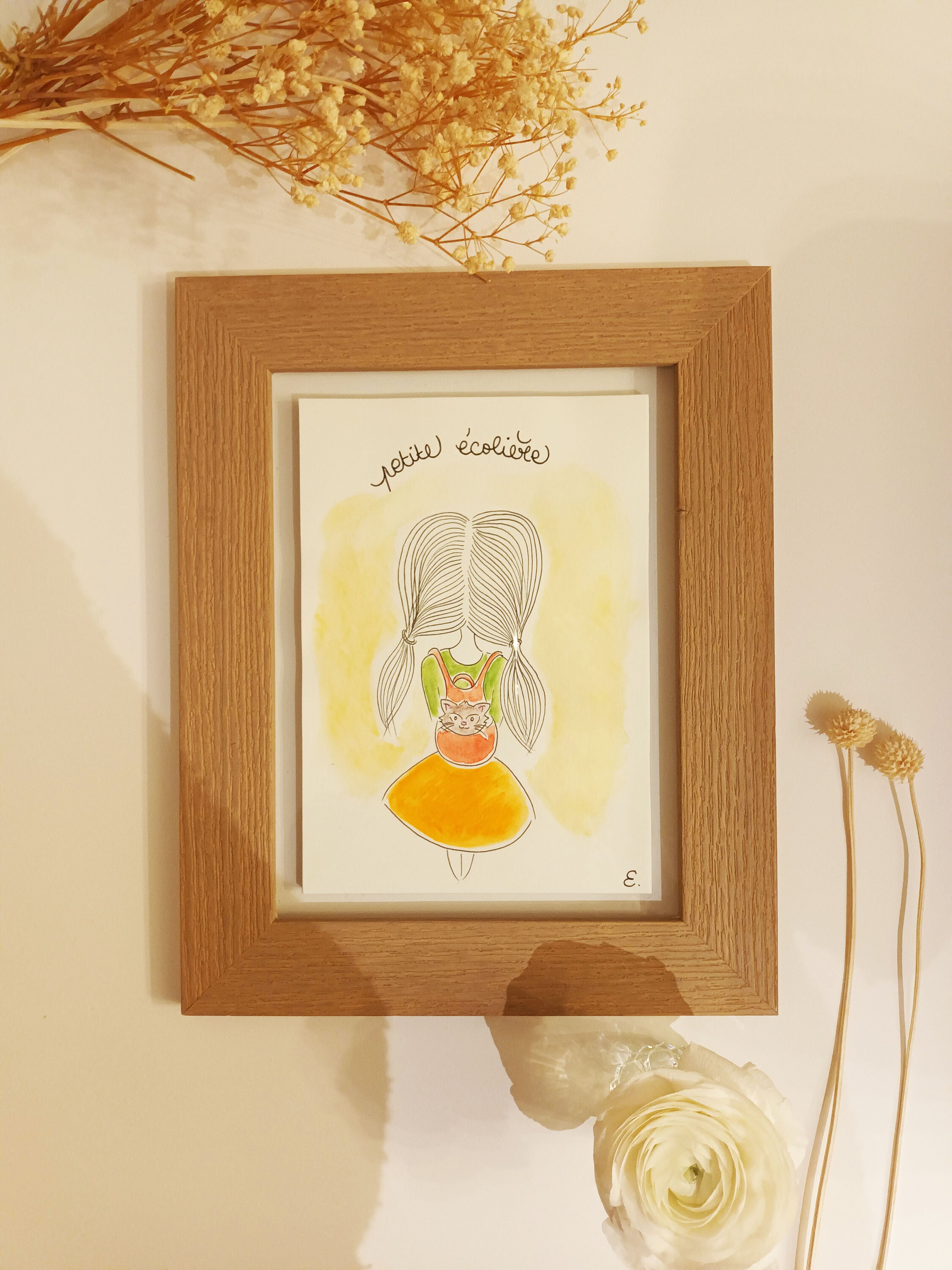 Affiche A5 - Aquarelle Petite Écolière