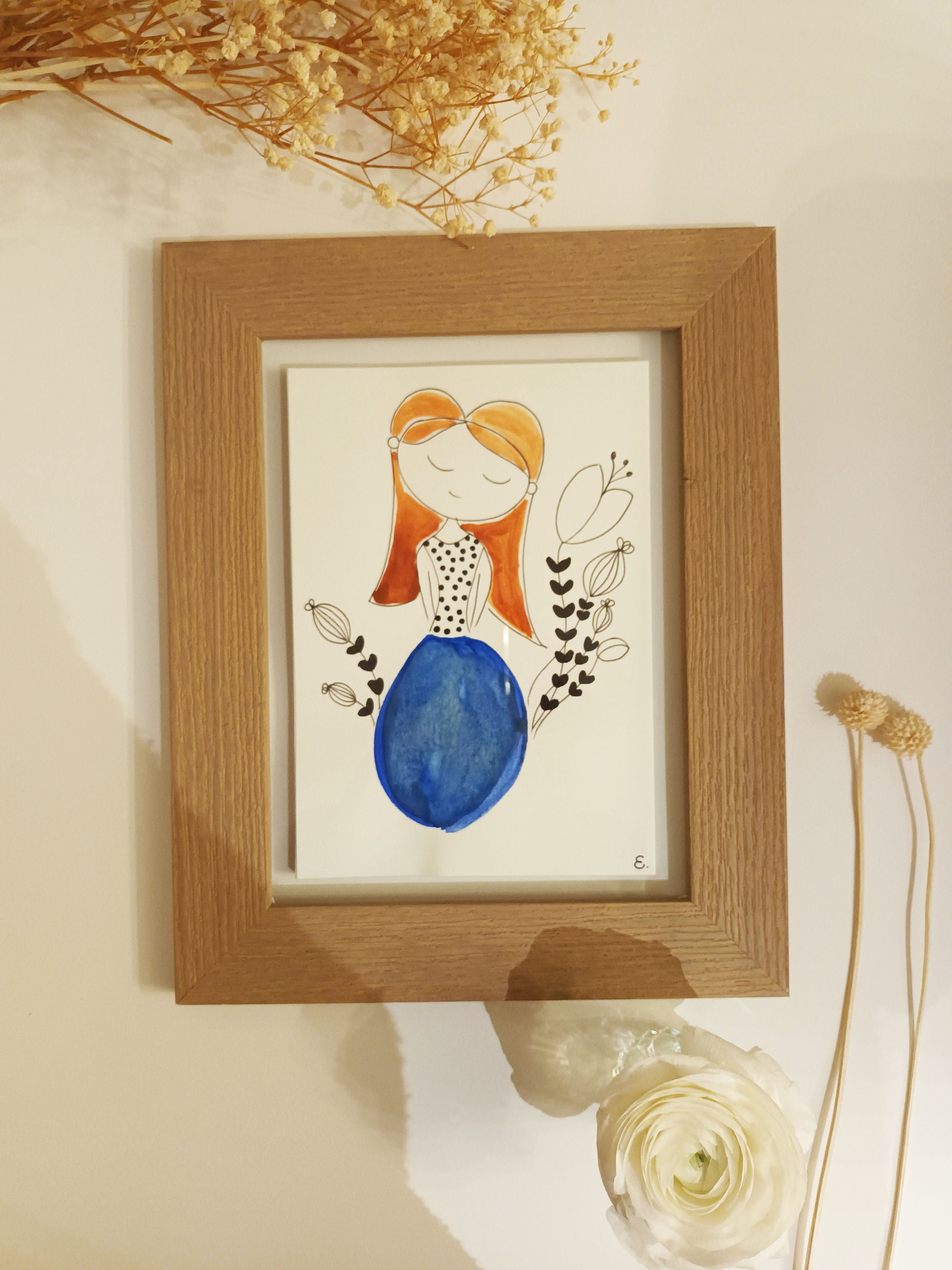 Affiche A5-Aquarelle Robe Boule Bleue