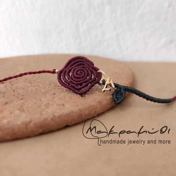 Macrame rose bracelet. Elegant micro macrame armband. Lucky charm bracelet. 2024 bracelet. Graduation gift. Anniversary gift. Birthday gift.