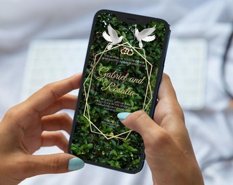 Grüne Hochzeit, elektronische Einladung, Hochzeitseinladung, bearbeitbare Einladung, Hochzeitseinladung, Hochzeitseinladung, Hochzeitseinladung, Hochzeitseinladung, Hochzeitseinladung, Telefon evite
