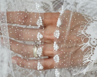 Sprankelende bruidssluier: parelrand, glitter bruidssluier