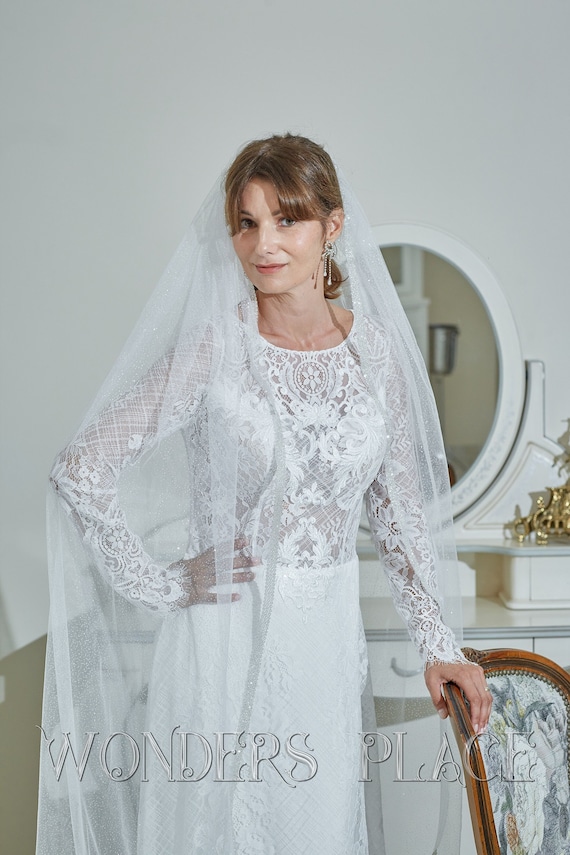 Bridal Veil Velo De Novia Con Pedreria Velo Adornado Con Cristales