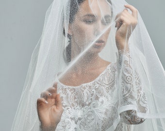 Funkelnder zweistufiger Schleier. Glitzernder zweischichtiger Brautschleier. Langer zweistufiger Hochzeitsschleier. Zweischichtiger Kathedralenschleier. Hochzeitsschleier mit Rouge