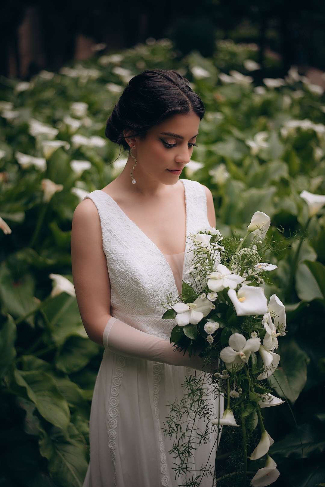 Boho Long Chiffon Gown with Ruffles Ivory Plus Size main image 1
