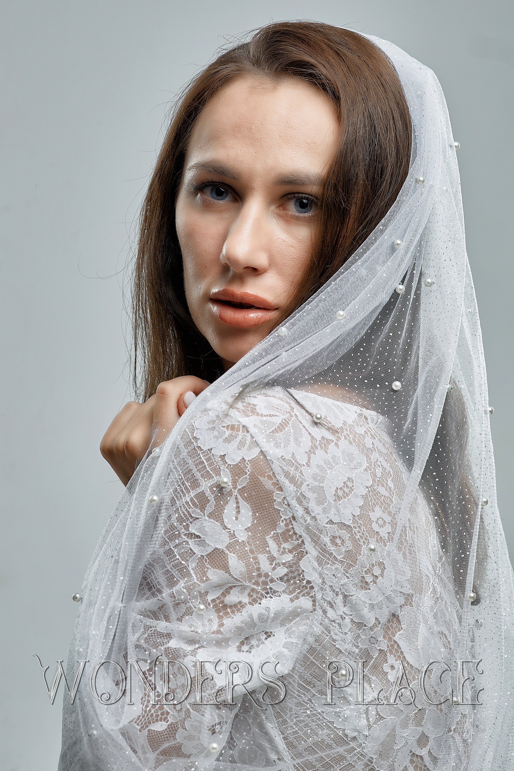 Sparkling Pearl Wedding Veil: Two-tier Crystal Embellished 