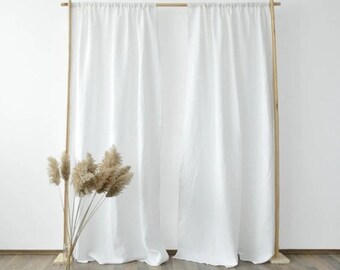 Rideaux blancs 2 panneaux | Rideau fait main en coton pour fenêtre et porte | Tissu réutilisable et lavable | 100 % coton | Toutes les tailles disponibles