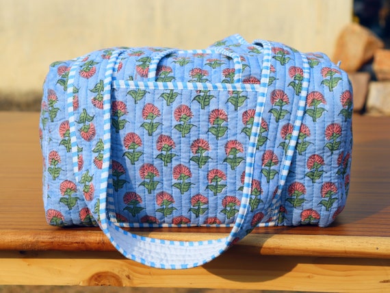 Cotton Quilted Weekender Bag Bridesmaid Gift Wome… - image 2