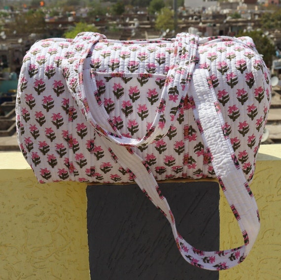Large Cotton Quilted Travel Bag For Woman Floral … - image 4