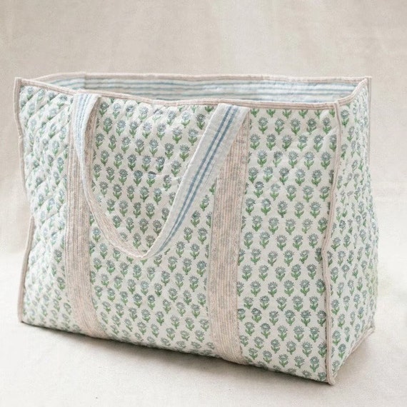 Hand Block Printed Tote Bag, Reusable Handmade Sh… - image 10