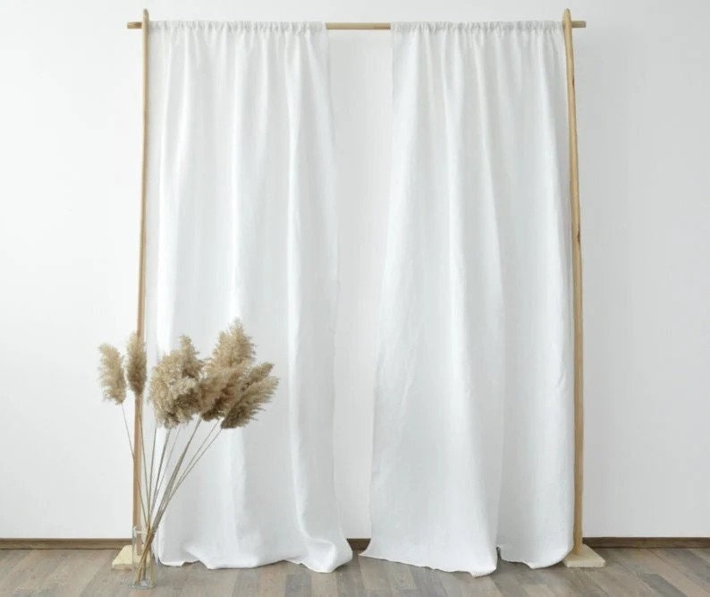 2 Panels White Curtains Window and Door Cotton Handmade - Etsy