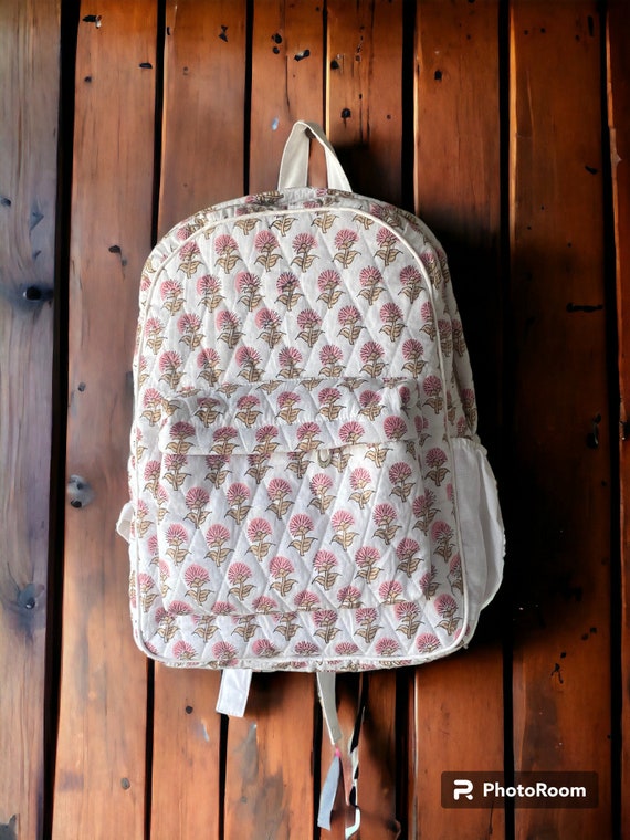 Handcrafted Cotton Floral Backpack For Woman, Blo… - image 1