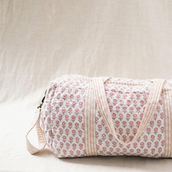 Cotton Quilted Weekender Bag Bridesmaid Gift Wome… - image 4