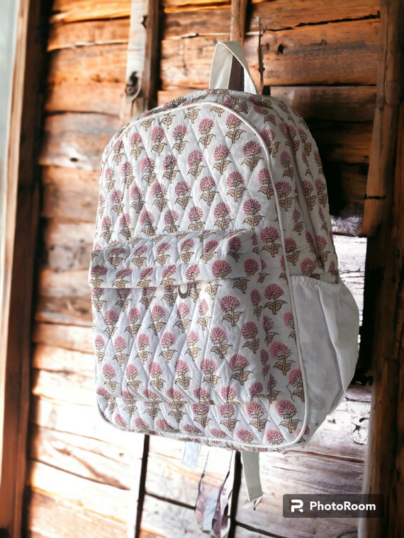 Handcrafted Cotton Floral Backpack For Woman, Blo… - image 2