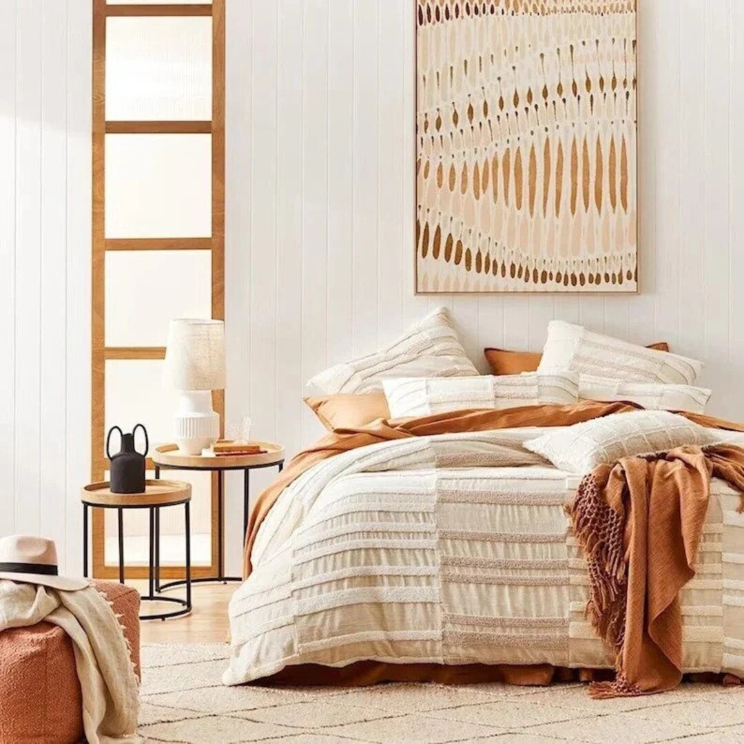3 Piece Tufted Duvet Cover Boho Hippie Quilt Cover Ultra Soft Duvet Cover Comforter Cover Full