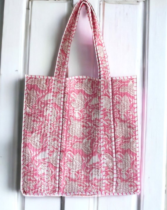 Hand Block Printed Tote Bag, Reusable Handmade Sh… - image 6