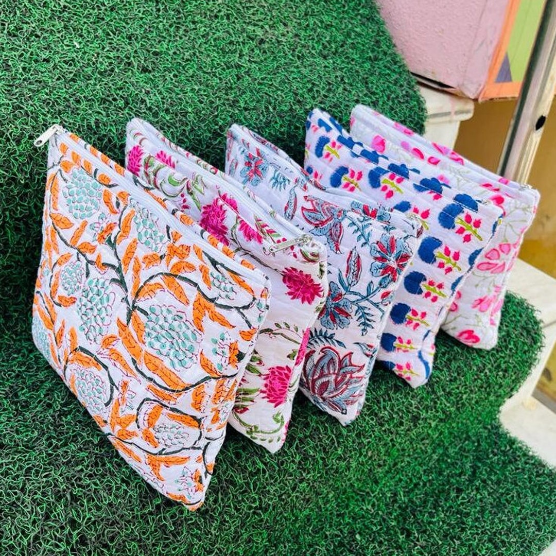 Large Cotton Quilted Pouch Bag, Perfect Gift for Her, Hand Bag for