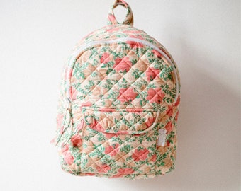 Mochila grande acolchada de algodón para niña, bolso de hombro hecho a mano con estampado floral para estudiantes, bolso escolar vintage indio, bolsas de viaje de regalo de vacaciones