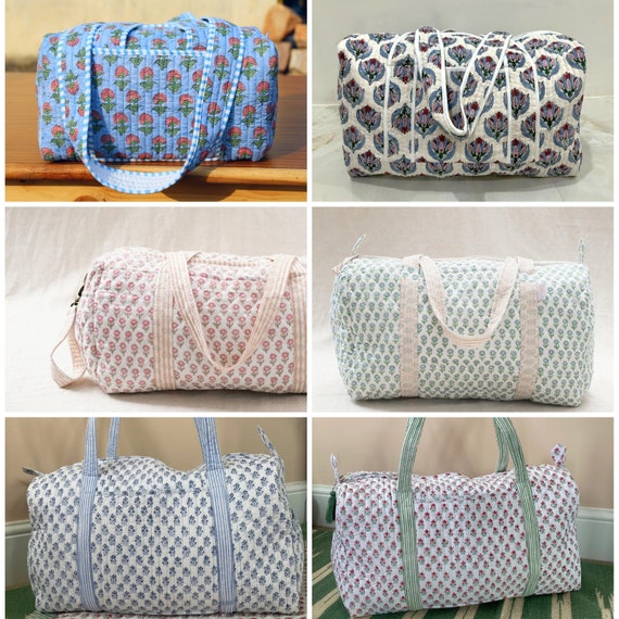 Cotton Quilted Weekender Bag Bridesmaid Gift Wome… - image 1