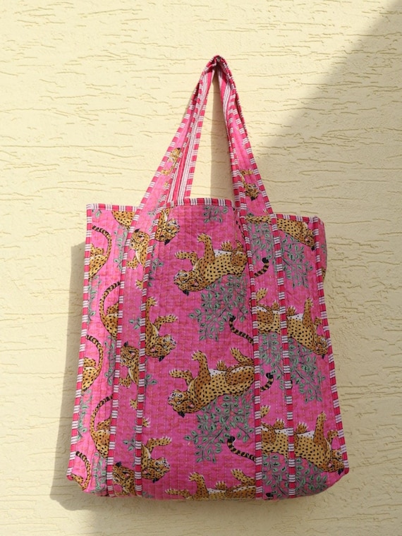 Hand Block Printed Tote Bag, Reusable Handmade Sh… - image 8