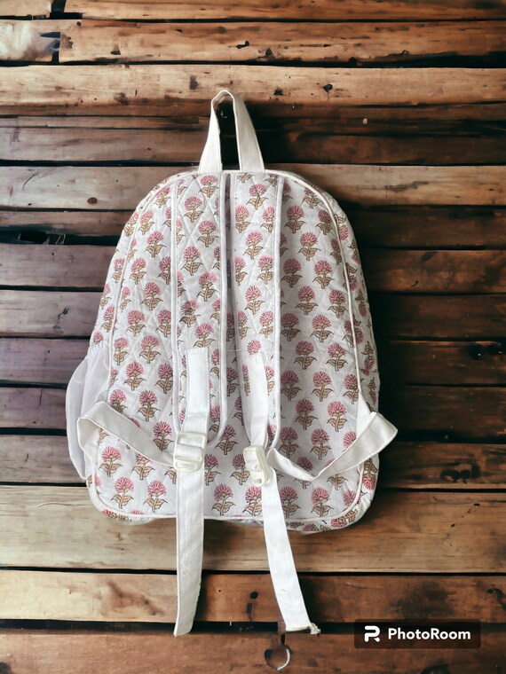 Handcrafted Cotton Floral Backpack For Woman, Blo… - image 3