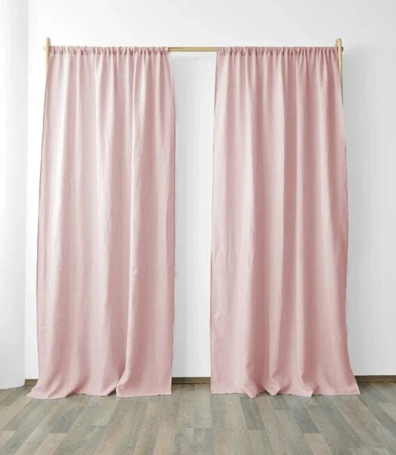 Blush Pink Cotton Curtains Door Curtain Window Curtains Etsy
