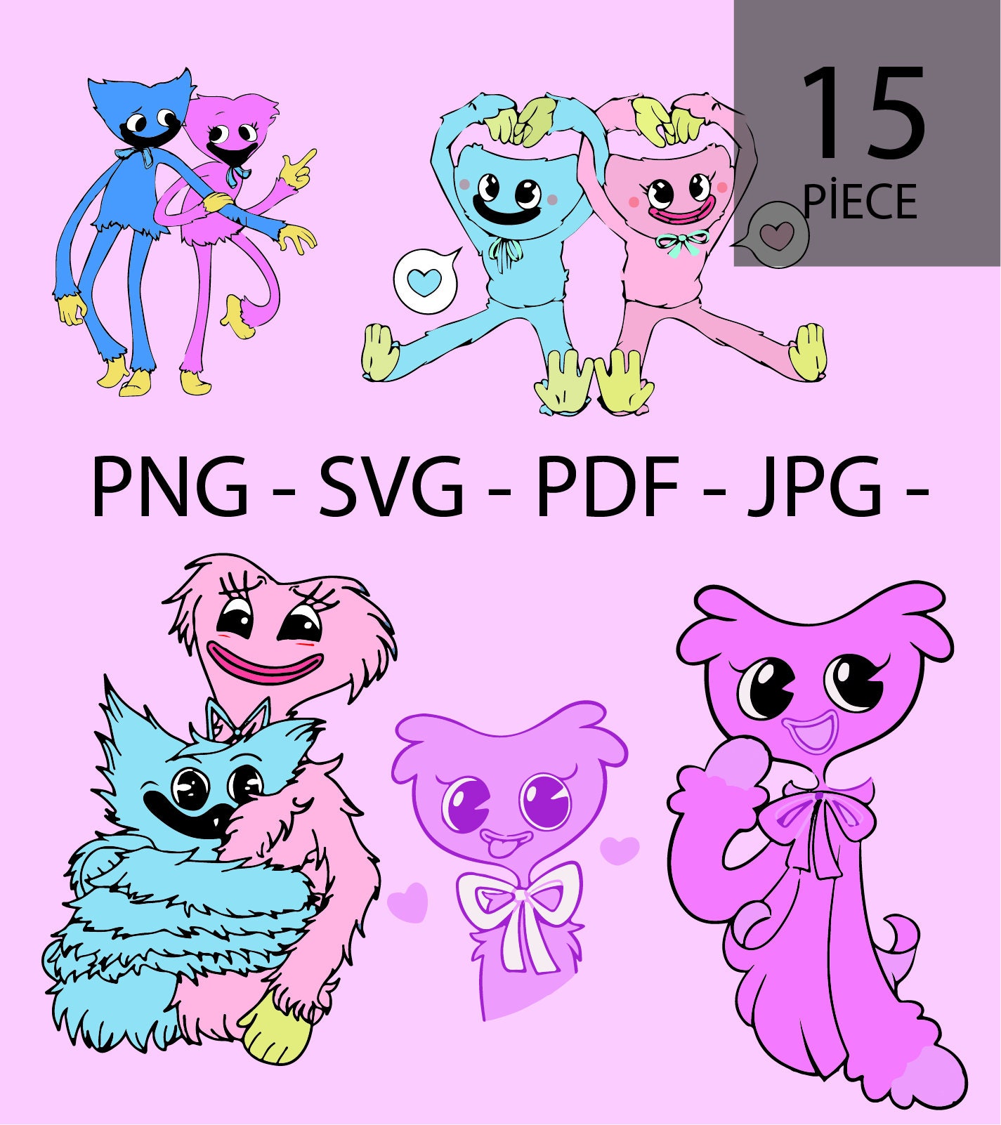 PJ Pug a Pillar Poppy Playtime Huggy Wuggy Game Svg / Png / 