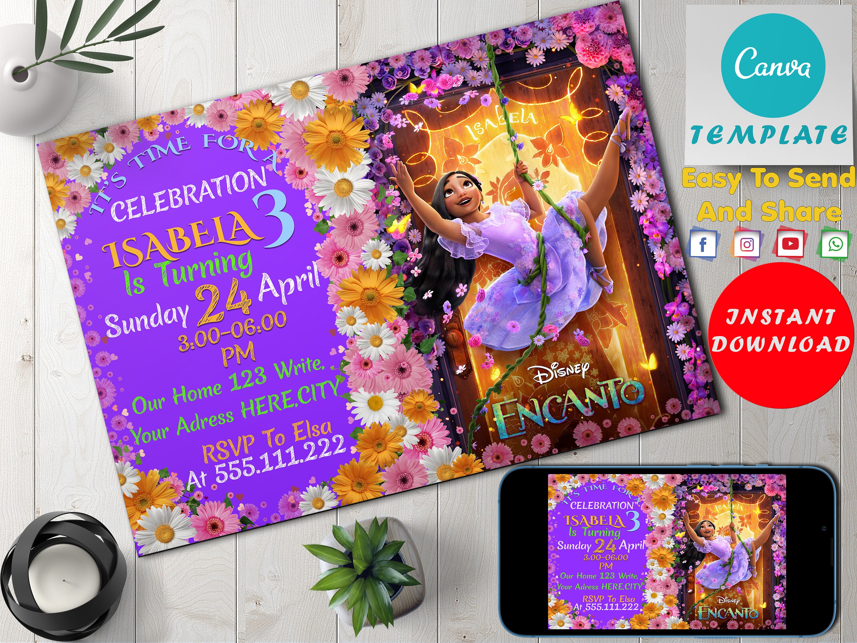 Encanto Birthday Invitation Template Printable Isabella Etsy UK