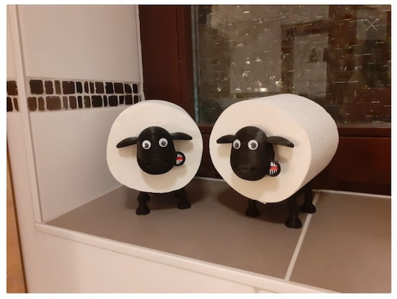 Art & Artifact Sheep Toilet Paper Roll Holder - Metal Wall Mounted or Free Standing Bathroom Tissue Storage, 7 Rolls