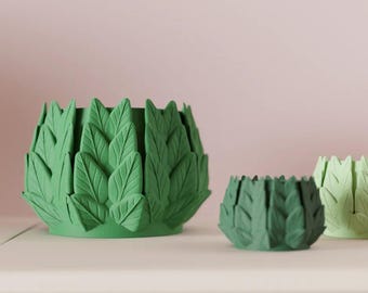 Vaso con foglie, mini vaso stampato in 3D, regalo di inaugurazione della casa