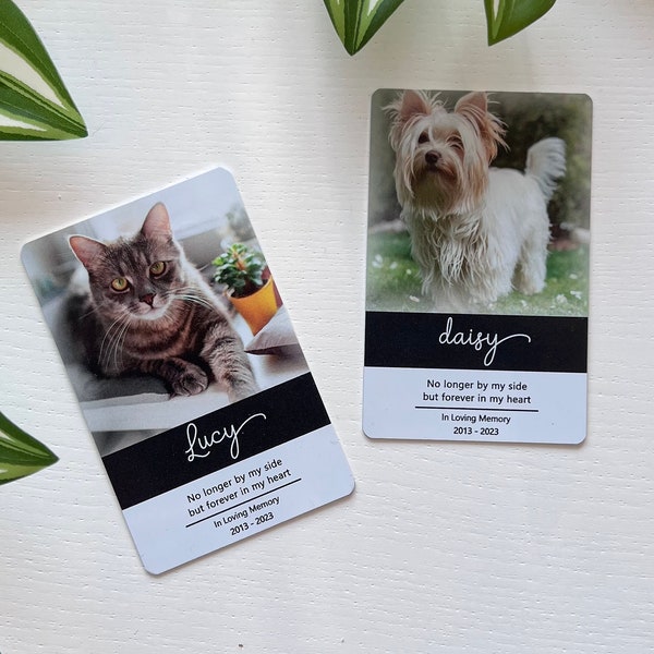 Personalized Pet Memorial Wallet Card, Metal Wallet Card With Photo Dog / Cat