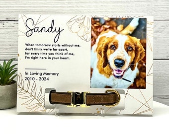 Memorial Pet Collar Holder Stand, Memorial Pet Photo Sign, Custom Pet Loss Gift Dog Cat, Keepsake Gift, Remembrance Frame, Dog Cat Mom Gift