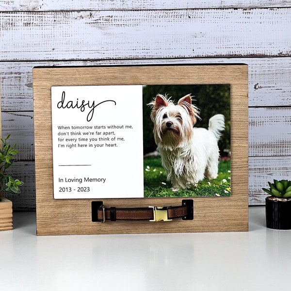 Pet Ashes & Keepsake Frame, Holds a collar and ashes, Pet Memorial Shadow Keepsake Wood Box with a photo
