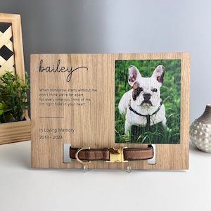 Memorial Pet Collar Sign, Print Pet Portrait, Loss of Dog, Bereavement Gift, Pet Collar Holder, Memorial Standing Frame