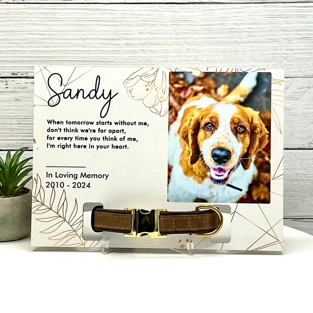 Memorial Pet Collar Holder Stand, Memorial Pet Photo Sign, Custom Pet