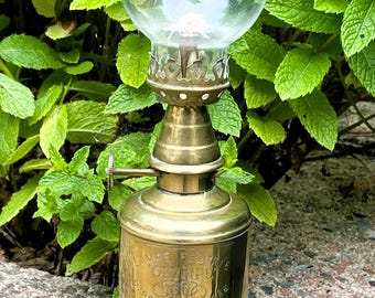 Early 20th Century Brass French Pigeon Type Oil Lamp OLYMPE complete with  wicks