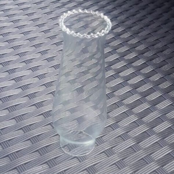 Small Bulge Glass Oil Lamp Chimney Frilled 3.3 cm / 1"3 Base x 12 cm / 4"75 High