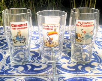 Three Guinness Pint Glasses Vintage 1990s. 2000  Man's Cave