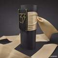 Black and gold armband #33 – Fantasy cosplay accessory – 3D printed plate – RPG costume – Adjustable ribbon