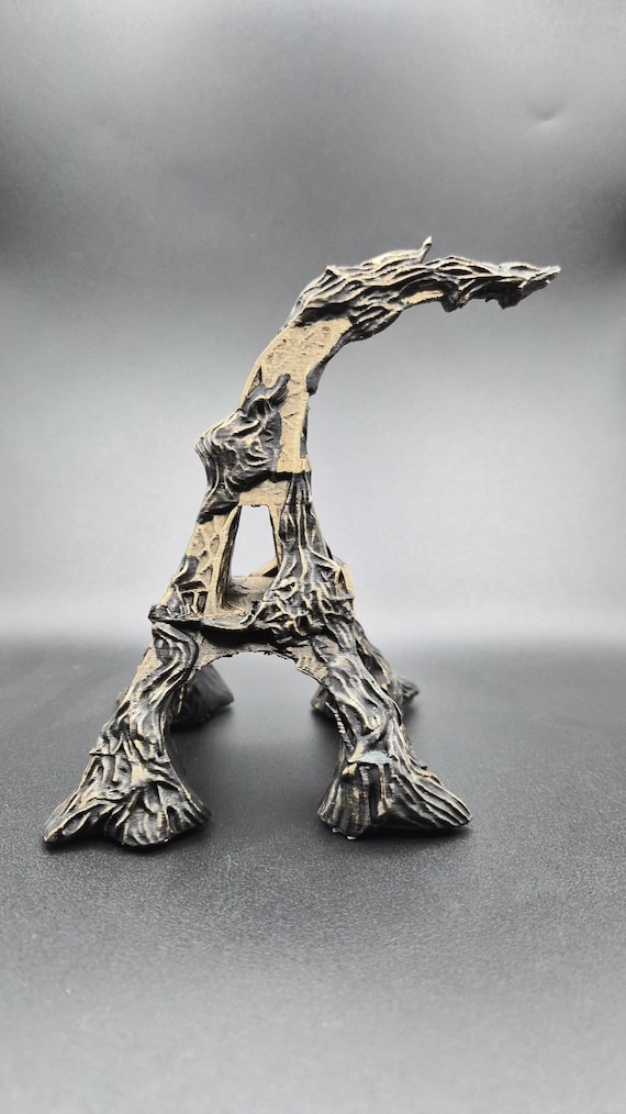 アンティーク　オブジェ Tour Eiffel Tordue 16 Cm – Statuette Clair Obscur Peinte