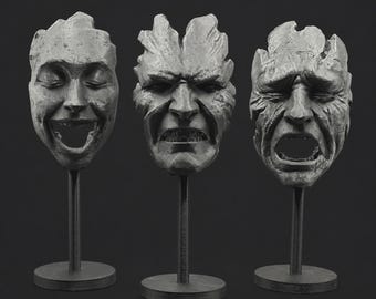 Set of 3 Faces on Bases – Chiaroscuro Expedition 33 – Collectible Decoration – 3D Figurines – Gamer Gift