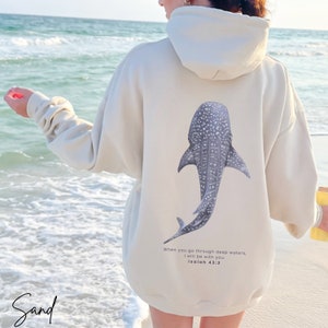 Whale Shark Hoodie Beachy Hoodie Shark Hoodie Coconut Girl Jesus Hoodie Christian Crewneck Faith Over Fear Surf Environmental Protection